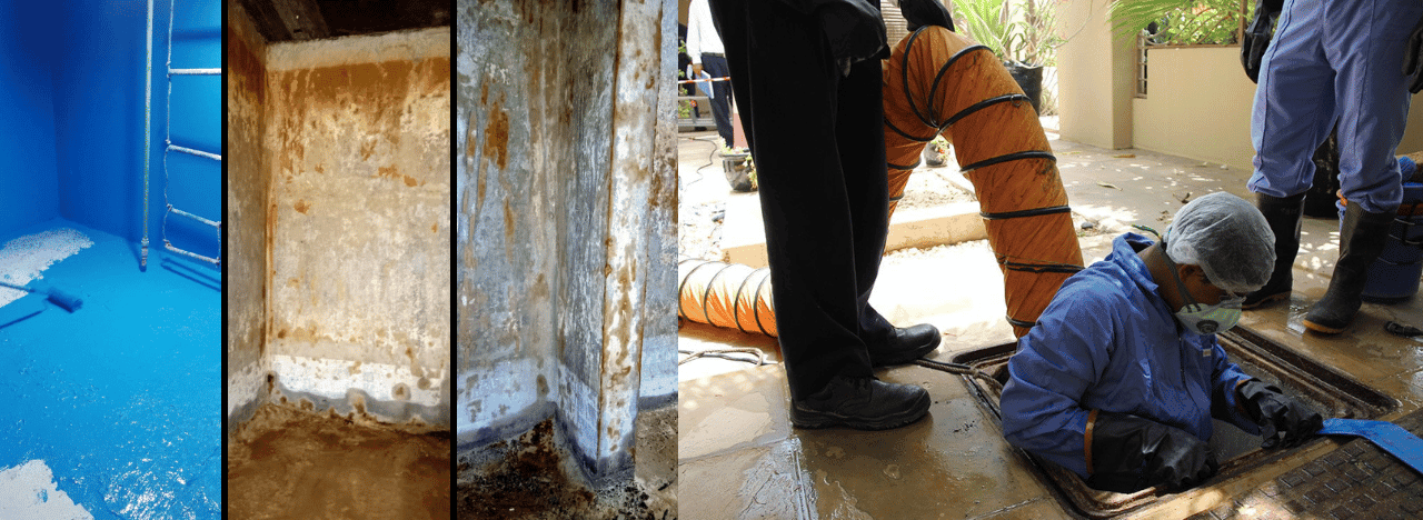 شركة عزل وتنظيف الخزانات الارضية بالرياض - فحص الجدران وكشف التسربات