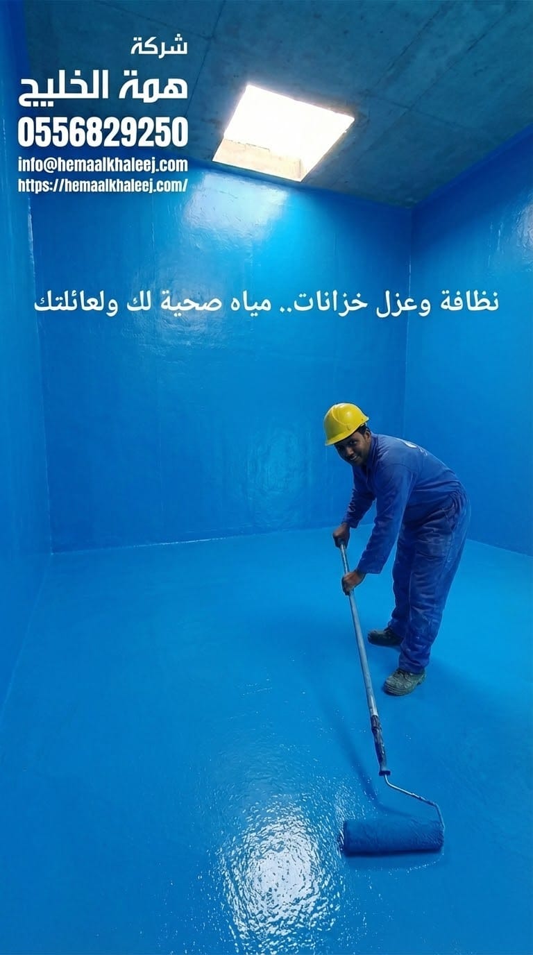 تنفيذ عزل خزانات المياه ايبوكسي ازرق بالرياض لمنع تهريب المياه