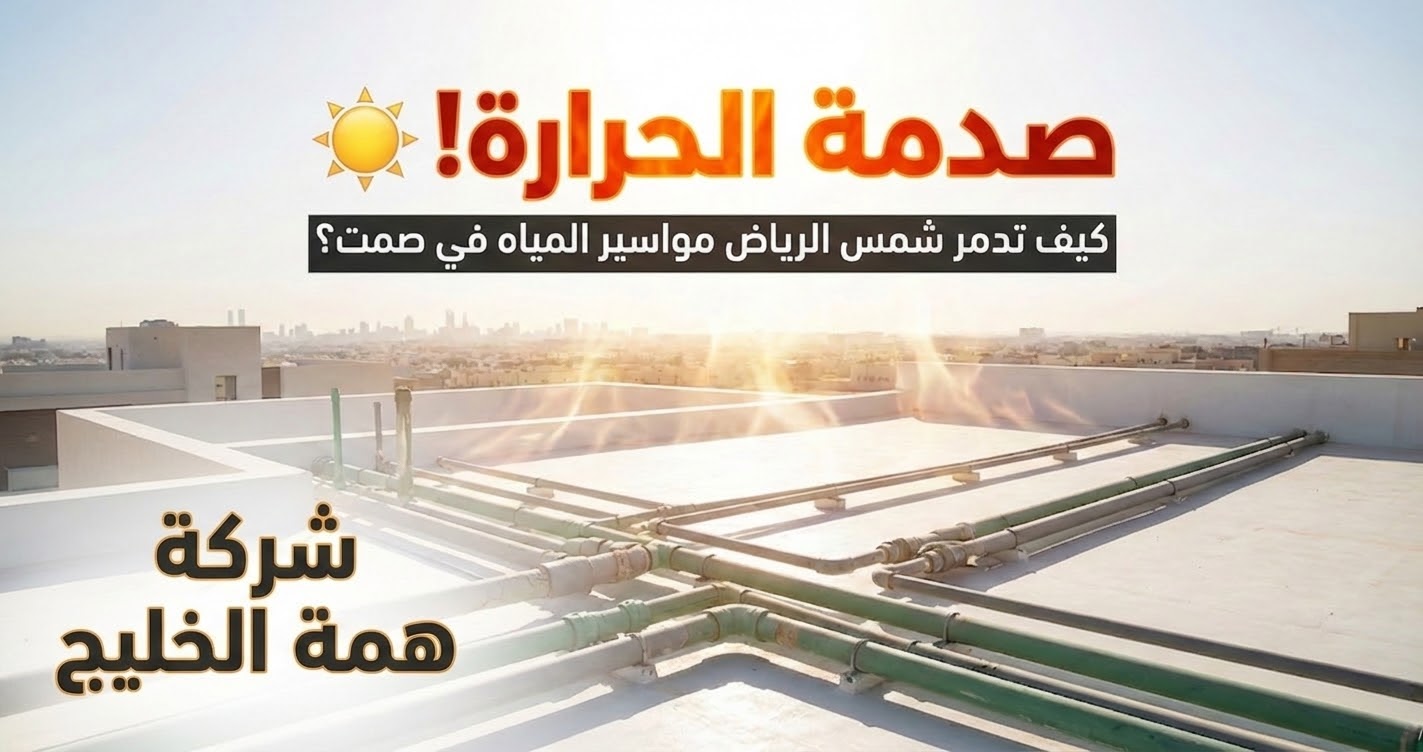 حرارة صيف الرياض وتأثيرها على مواسير المياه - همة الخليج تأثير شمس وحرارة صيف الرياض على مواسير المياه المكشوفة فوق أسطح الفلل