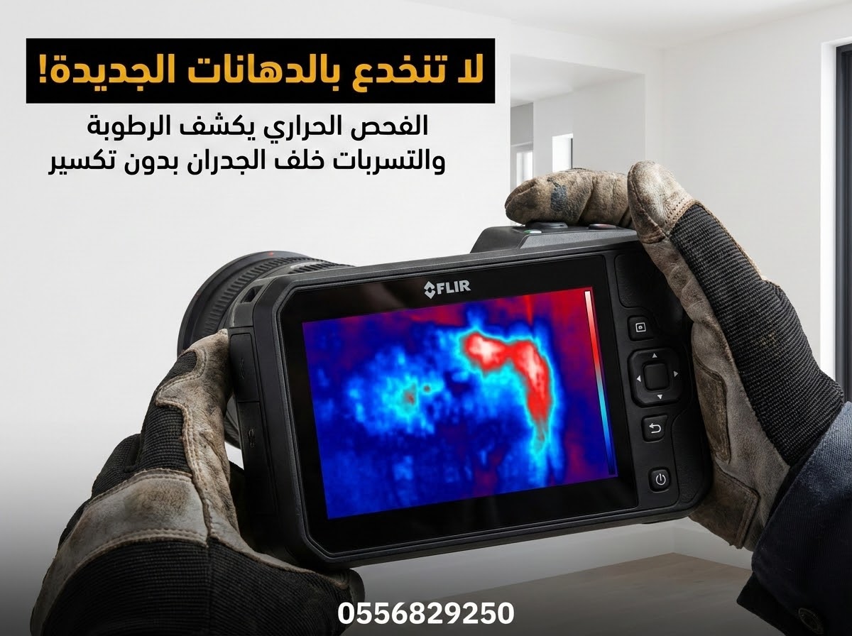 جهاز كشف تسربات المياه الحراري بالرياض للفلل استخدام الكاميرا الحرارية لكشف تسربات المياه المخفية خلف الجدران المدهونة حديثا