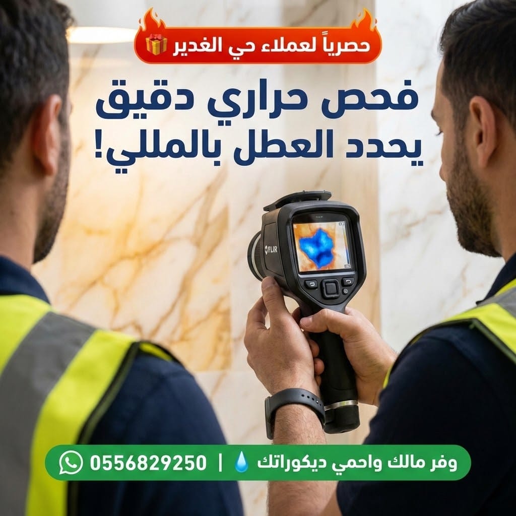 فحص تسربات المياه بالكاميرا الحرارية حي الغدير